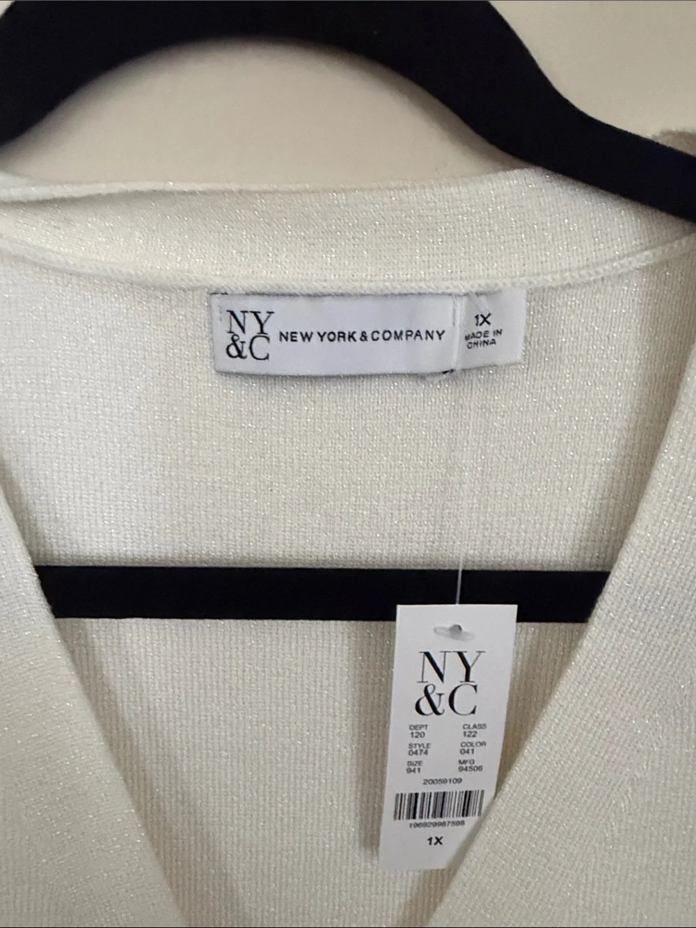 New York & Company Cream Button-Front Sleeveless Cardigan